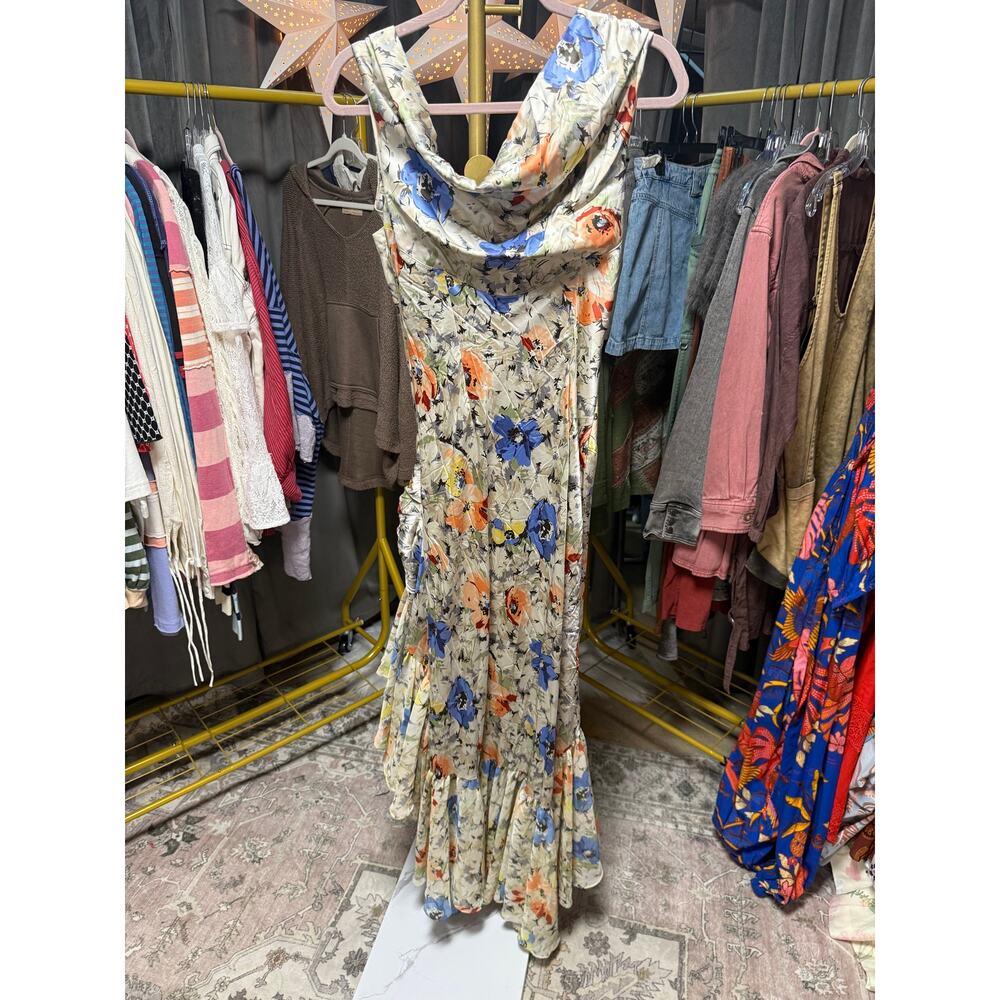 NWT Cinq à Sept Ciara Painted Garden-Print Dress Cream Size 8 - Picture 5 of 9